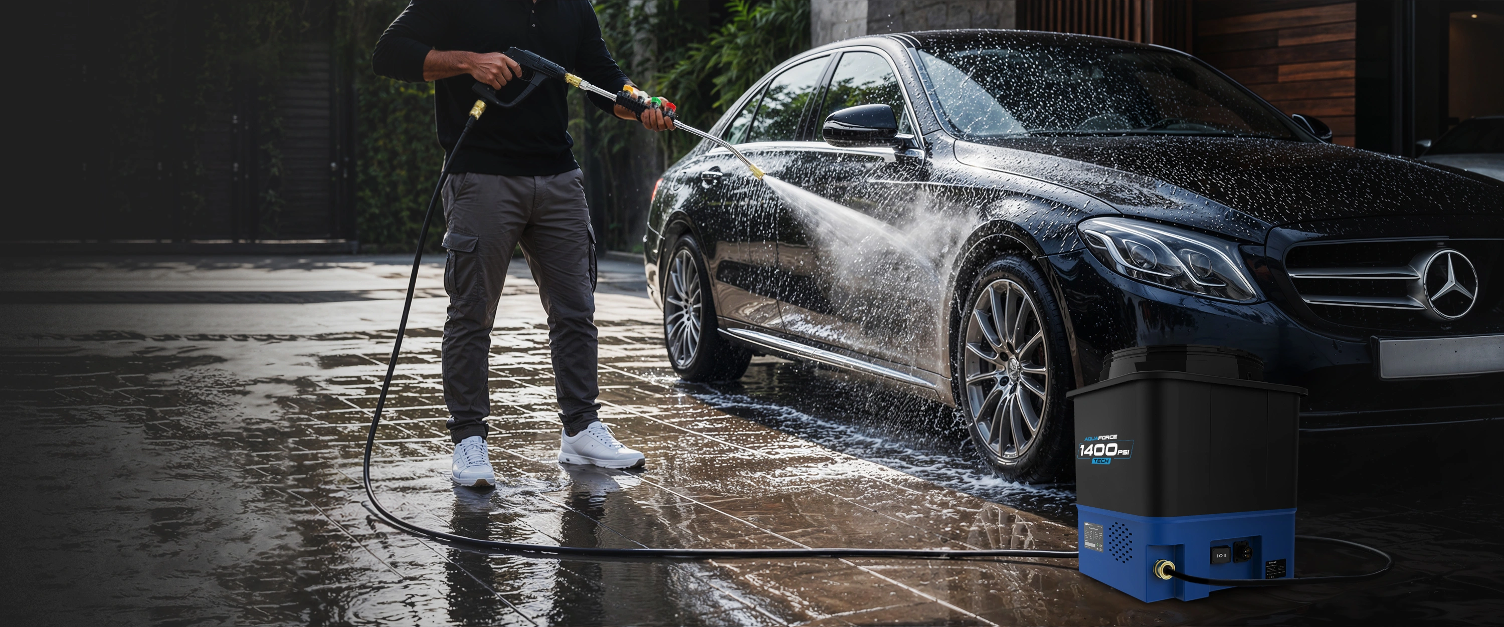 Aquaforce 1400 Cordless Portable Pressure Washer car wash outdoor