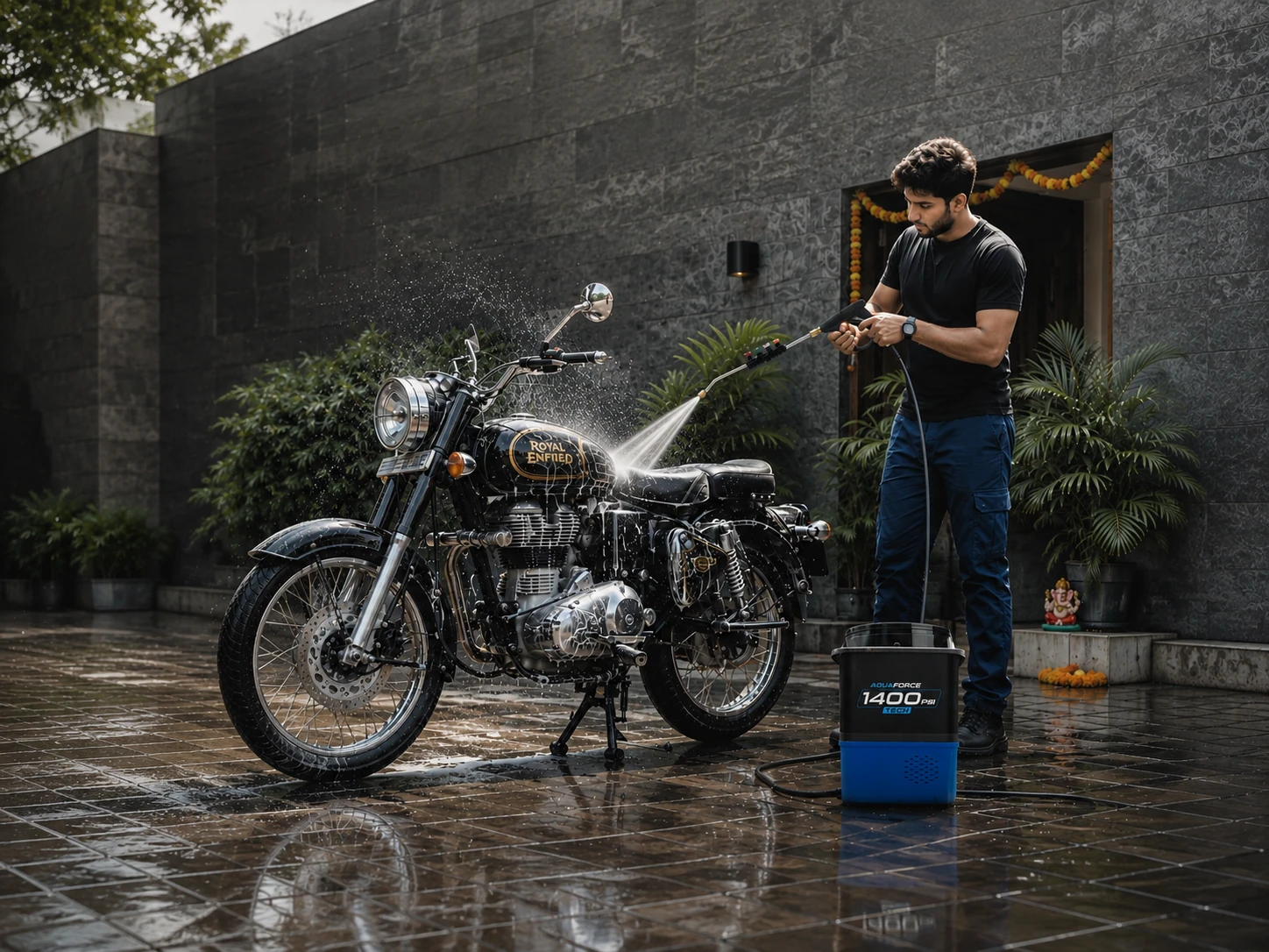 Aquaforce motorcycle washing cordless power